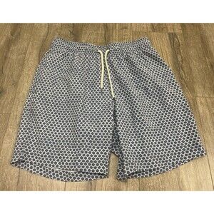 Faherty Beacon swim trunks fishscale batik blue Size Medium Mesh Lined shorts